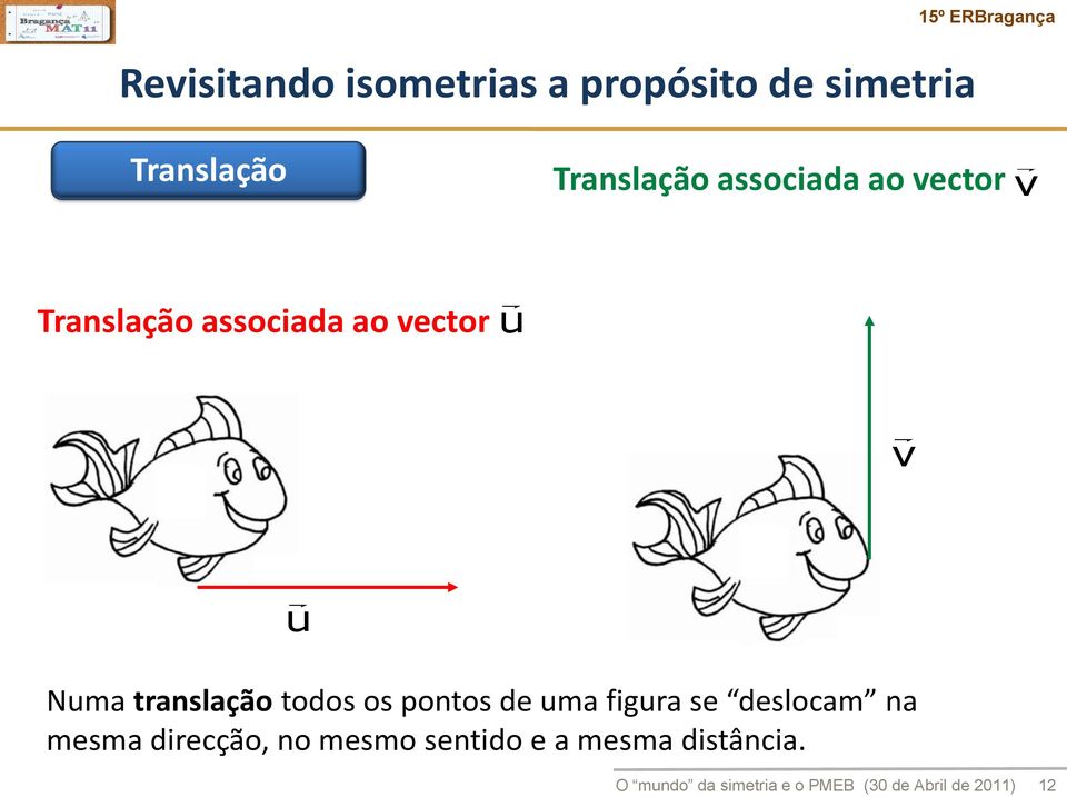 translação todos os pontos de uma figura se deslocam na mesma direcção,