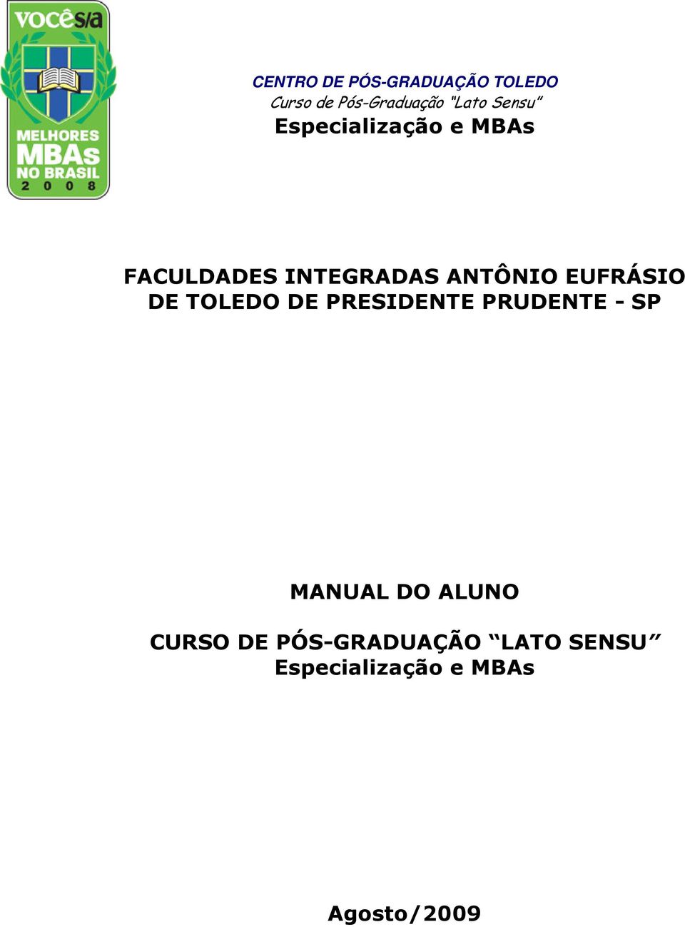 PRUDENTE - SP MANUAL DO ALUNO