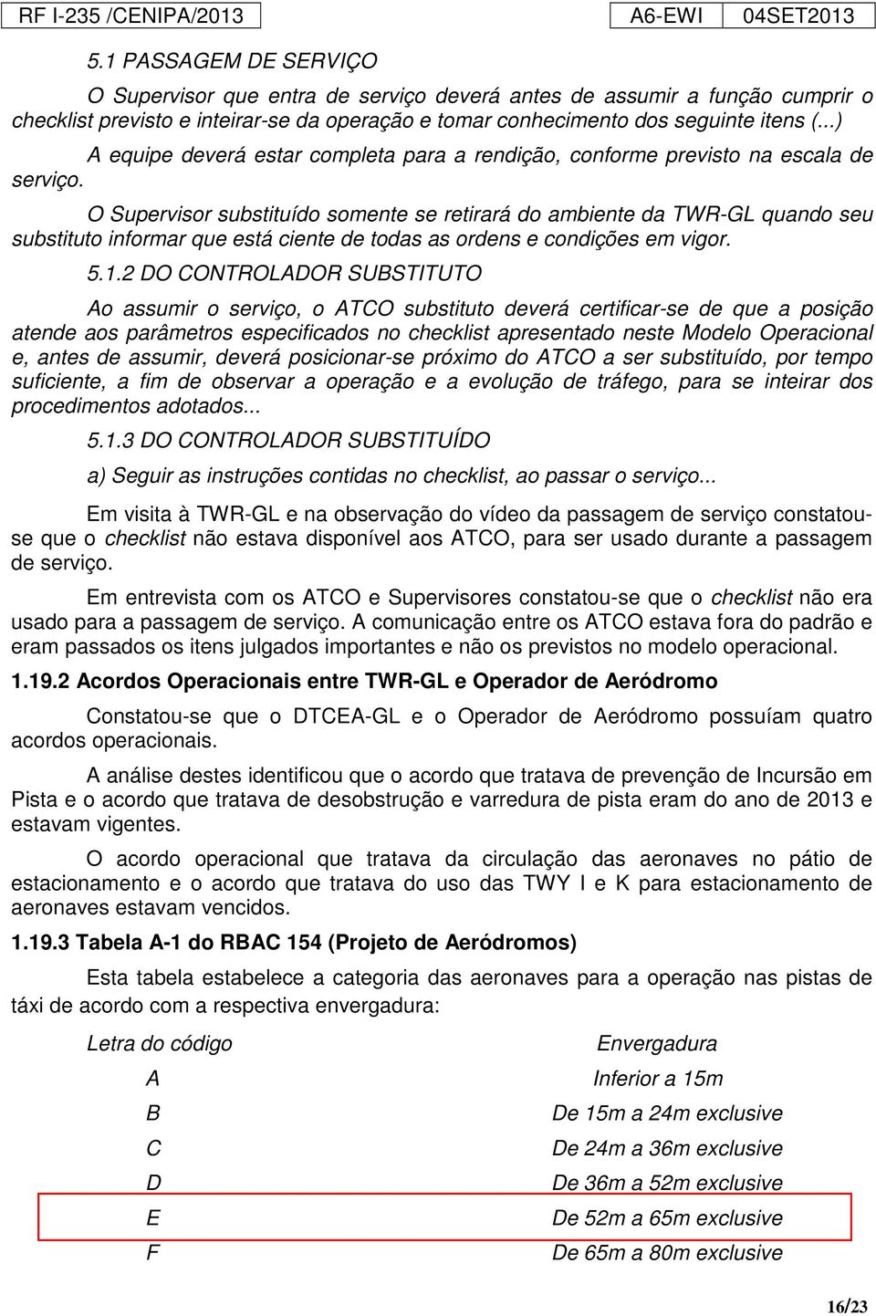 O Supervisor substituído somente se retirará do ambiente da TWR-GL quando seu substituto informar que está ciente de todas as ordens e condições em vigor. 5.1.