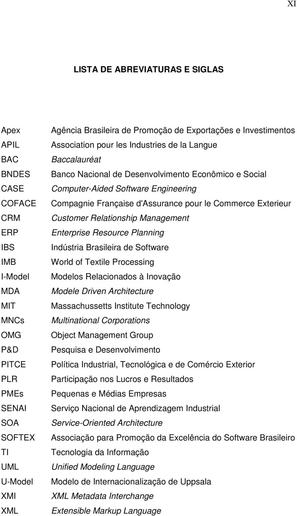 d'assurance pour le Commerce Exterieur Customer Relationship Management Enterprise Resource Planning Indústria Brasileira de Software World of Textile Processing Modelos Relacionados à Inovação