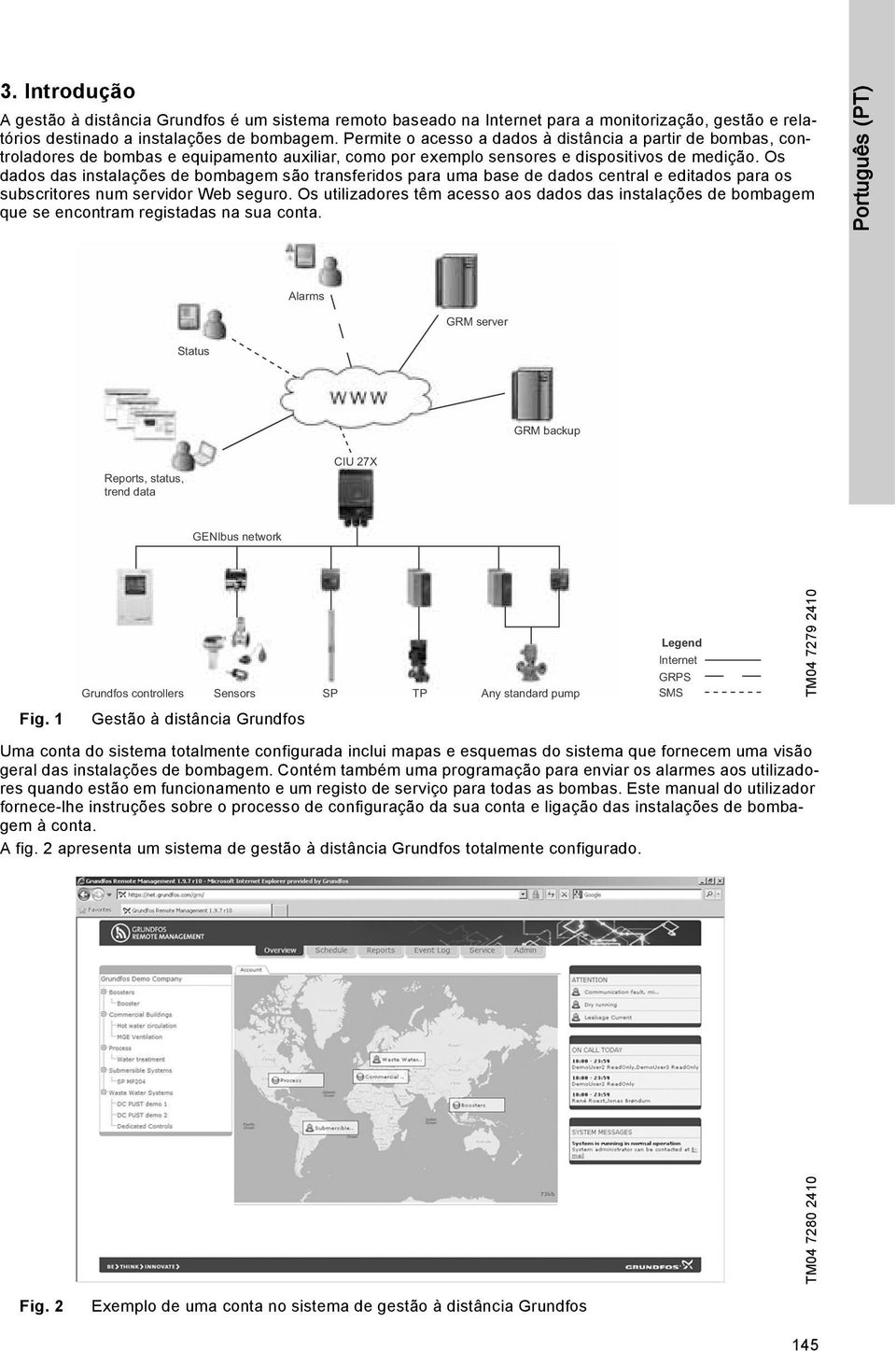 Os dados das instalações de bombagem são transferidos para uma base de dados central e editados para os subscritores num servidor Web seguro.