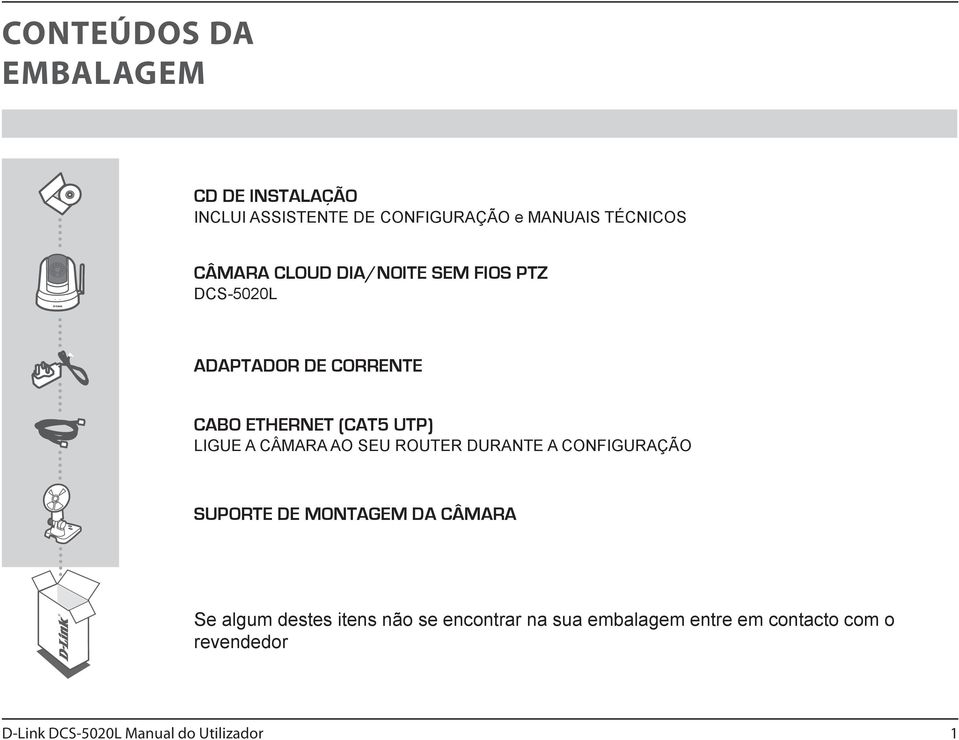 UTP) LIGUE A CÂMARA AO SEU ROUTER DURANTE A CONFIGURAÇÃO SUPORTE DE MONTAGEM DA CÂMARA