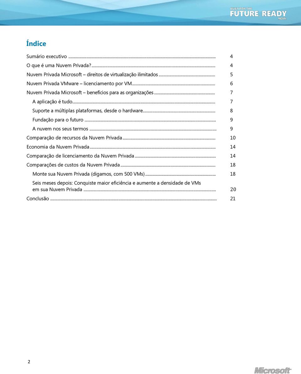 .. 9 A nuvem nos seus termos... 9 Comparação de recursos da Nuvem Privada... 10 Economia da Nuvem Privada... 14 Comparação de licenciamento da Nuvem Privada.