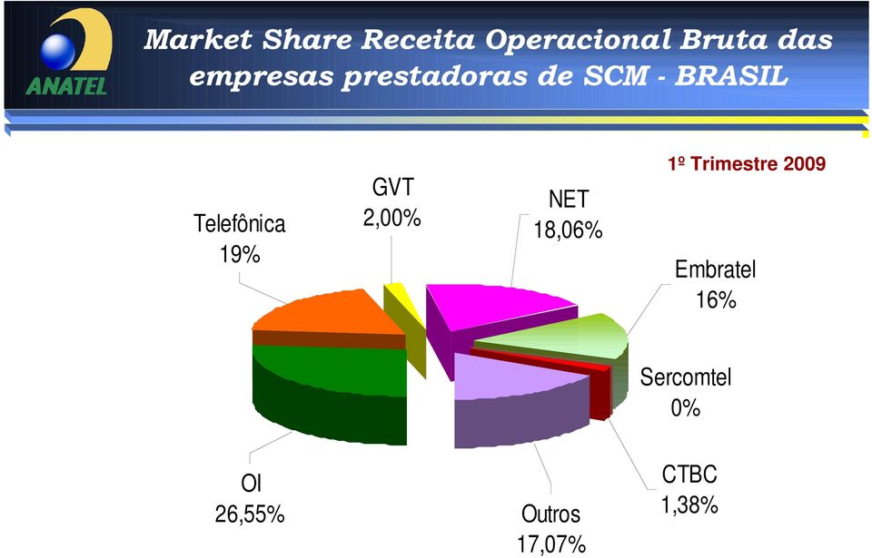 19% GVT 2,00% NET 18,06% 1º Trimestre 2009