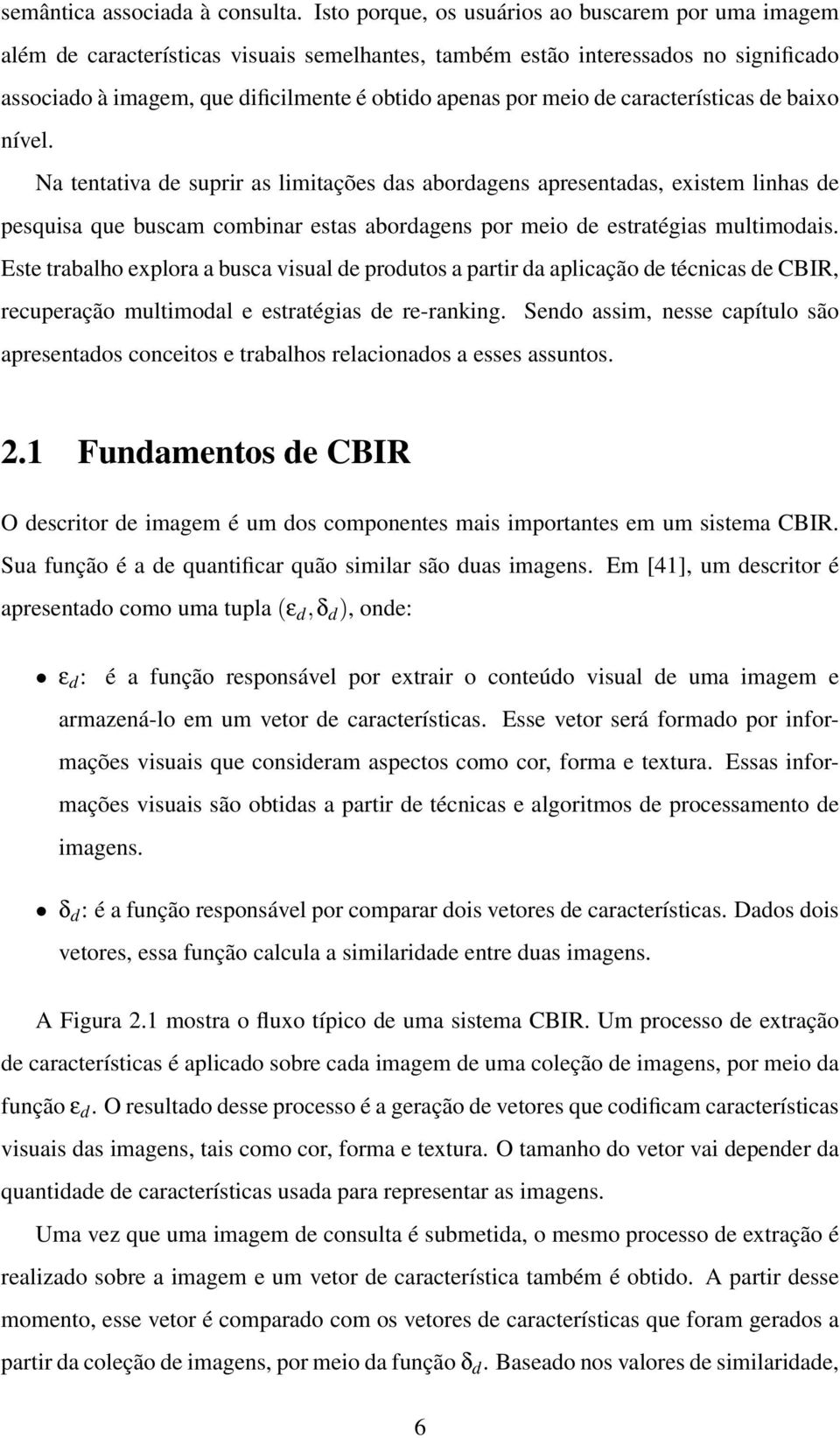 de características de baixo nível.