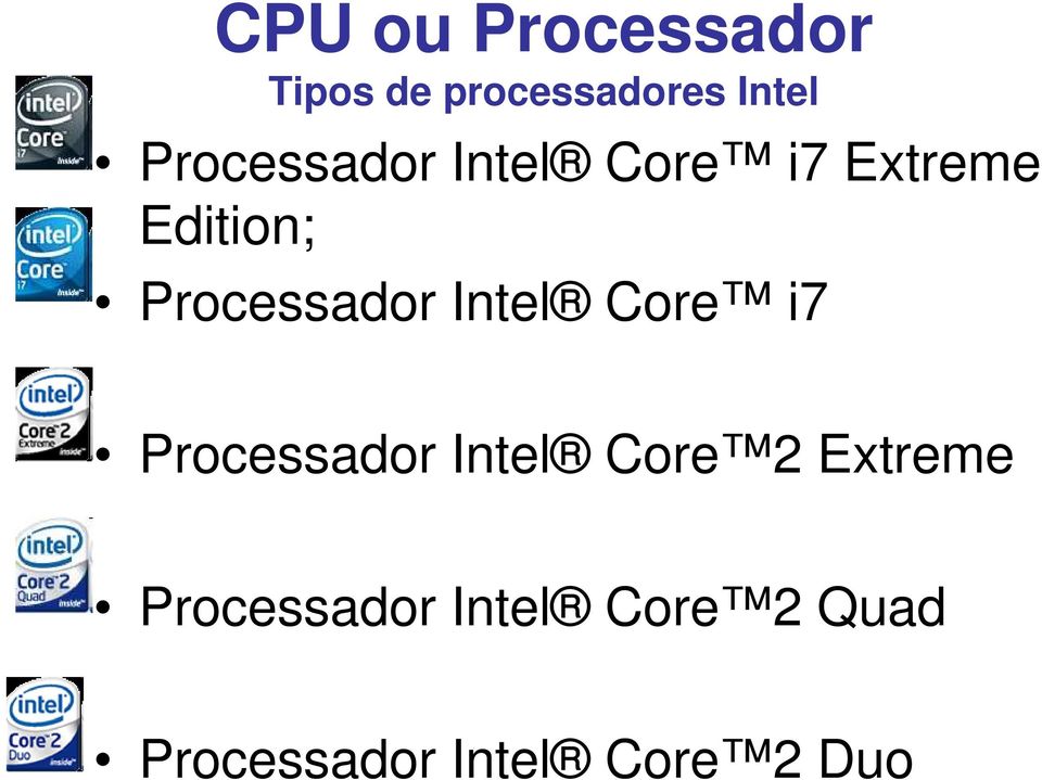 Processador Intel Core i7 Processador Intel Core 2