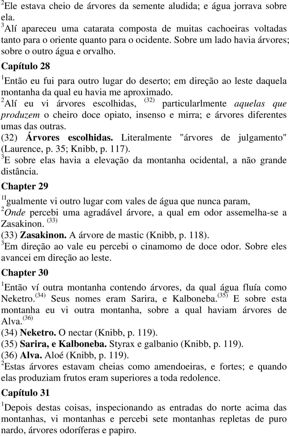 2 (32) Alí eu vi árvores escolhidas, particularlmente aquelas que produzem o cheiro doce opiato, insenso e mirra; e árvores diferentes umas das outras. (32) Árvores escolhidas.