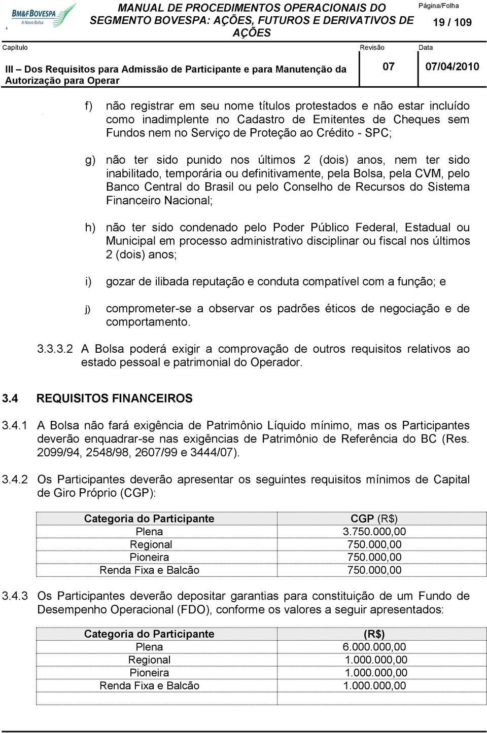 ter sido punido nos últimos 2 (dois) anos, nem ter sido inabilitado, temporária ou definitivamente, pela Bolsa, pela CVM, pelo Banco Central do Brasil ou pelo Conselho de Recursos do Sistema