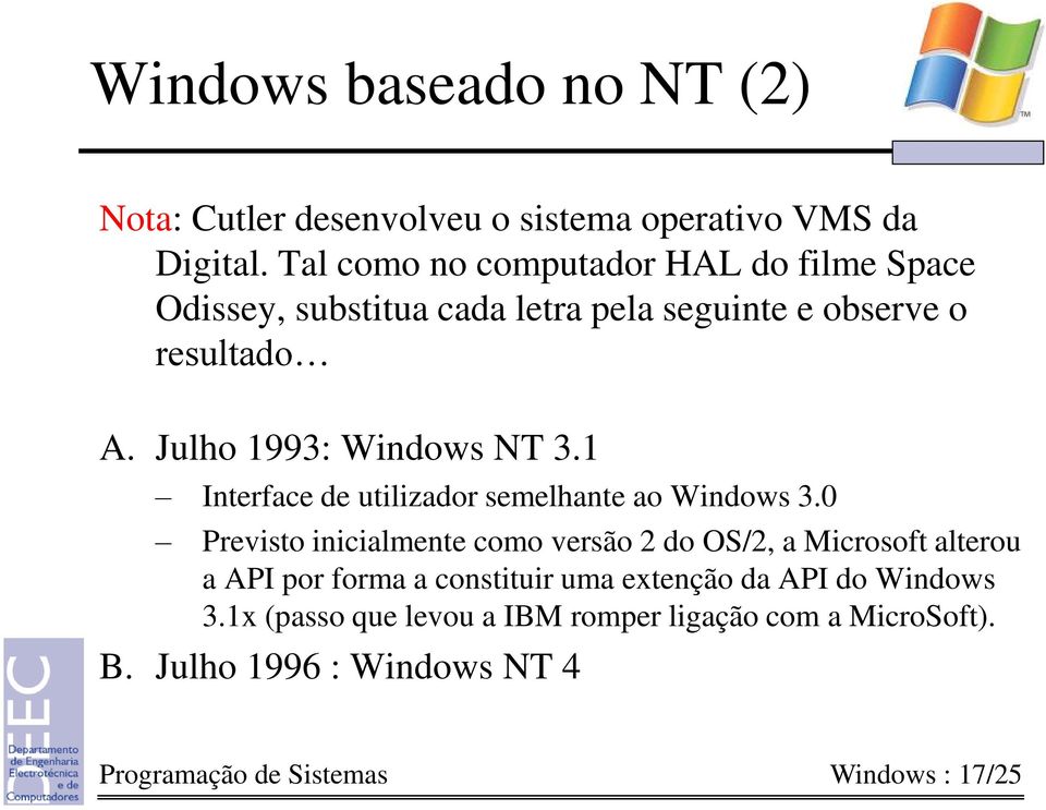 Julho 1993: Windows NT 3.1 Interface de utilizador semelhante ao Windows 3.