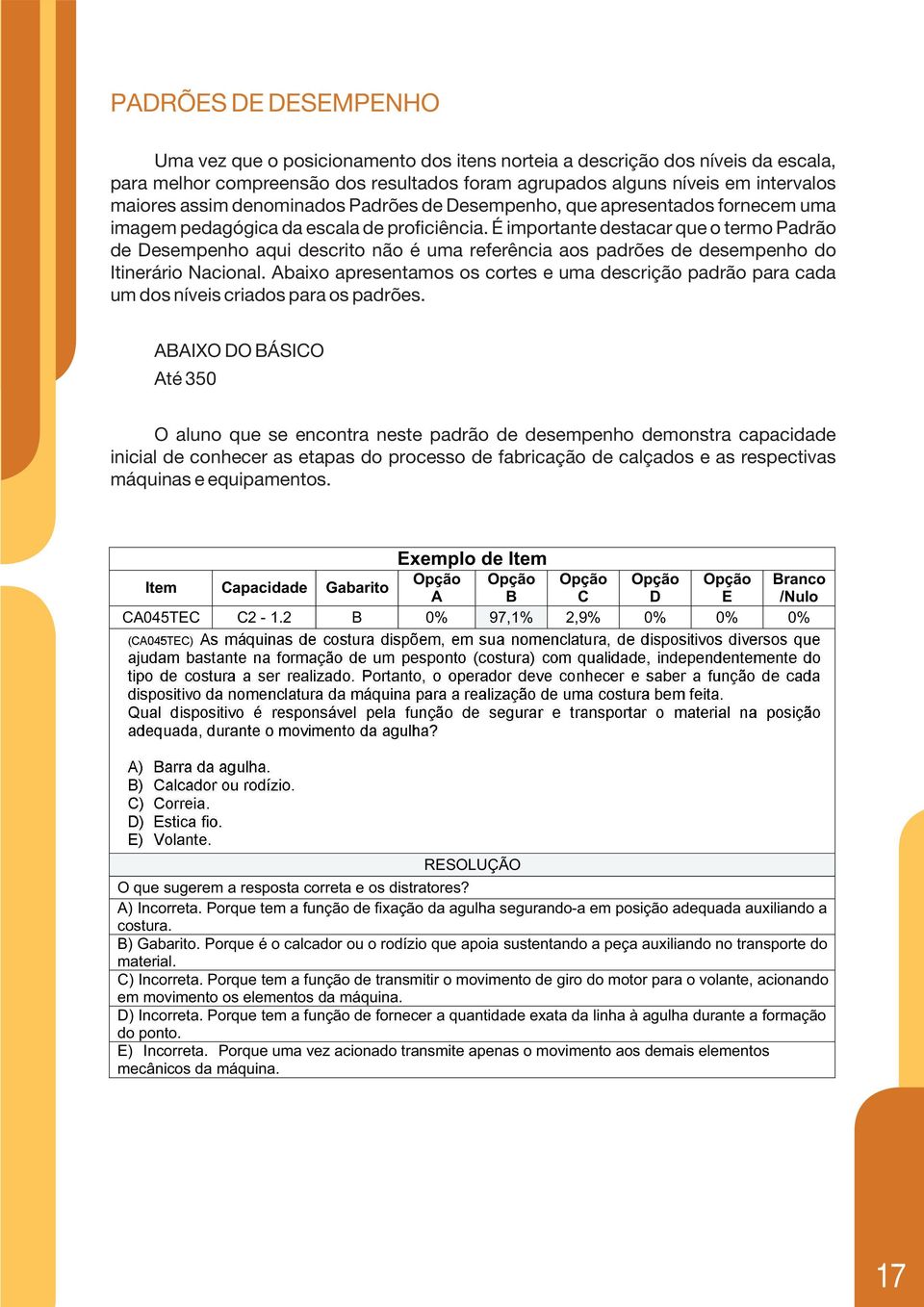 É importante destacar que o termo Padrão de Desempenho aqui descrito não é uma referência aos padrões de desempenho do Itinerário Nacional.