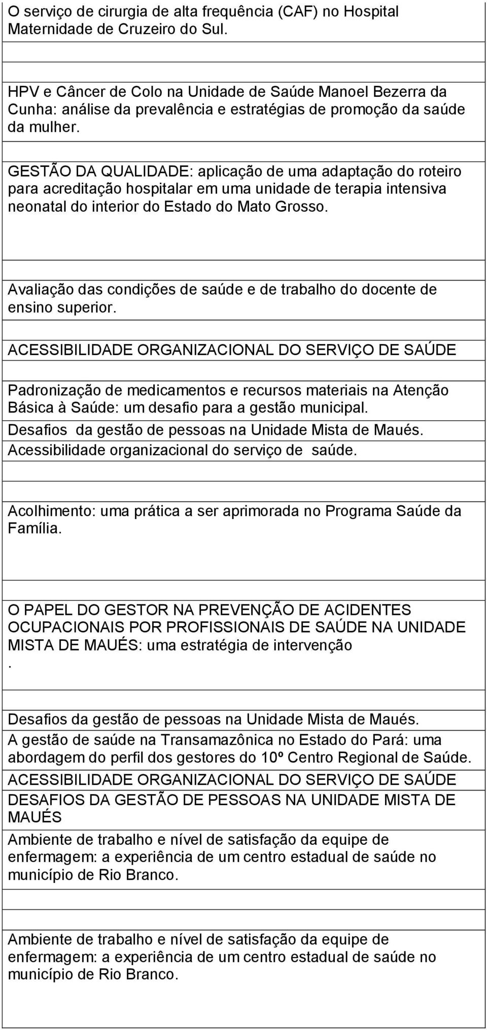 GESTÃO DA QUALIDADE: aplicação de uma adaptação do roteiro para acreditação hospitalar em uma unidade de terapia intensiva neonatal do interior do Estado do Mato Grosso.