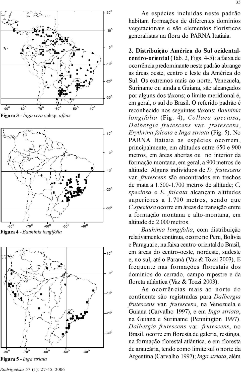 vegetacionais e são elementos florísticos generalistas na flora do PARNA Itatiaia. 2. Distribuição América do Sul ocidentalcentro-oriental (Tab. 2, Figs.