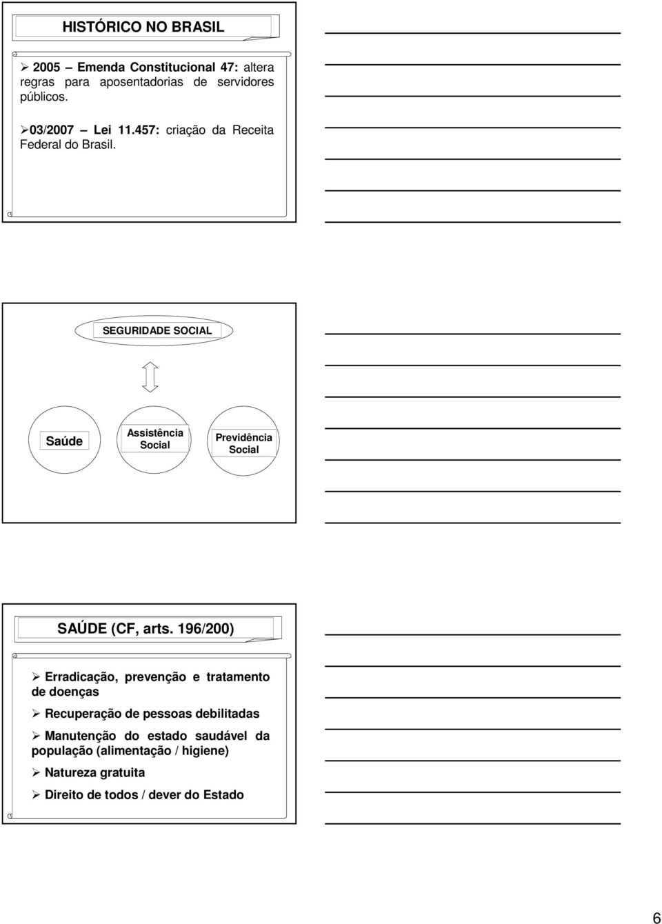 SEGURIDADE SOCIAL Saúde Assistência Social Previdência Social SAÚDE (CF, arts.