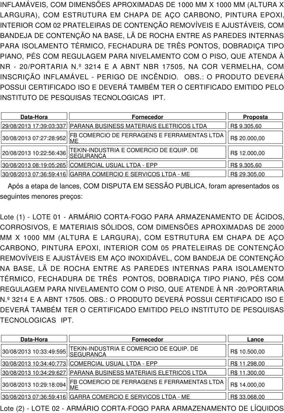 À NR - 20/PORTARIA N.º 3214 E A ABNT NBR 17505, NA COR VERLHA, COM INSCRIÇÃO INFLAMÁVEL - PERIGO DE INCÊNDIO. OBS.