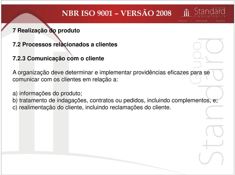 Processos relacionados a clientes 7.2.