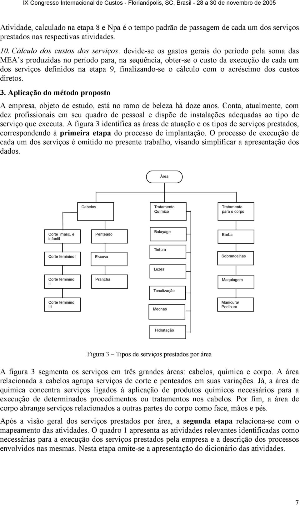 etapa 9, finalizando-se o cálculo com o acréscimo dos custos diretos. 3. Aplicação do método proposto A empresa, objeto de estudo, está no ramo de beleza há doze anos.