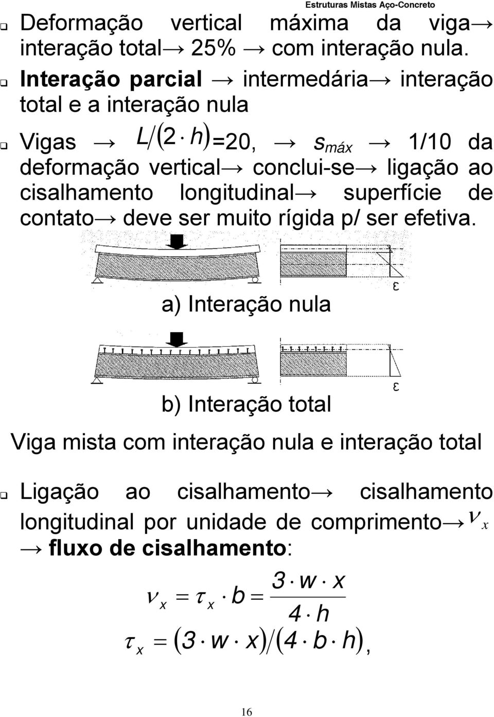 ligção o cislhmento longitudinl superfície de contto deve ser muito rígid p/ ser efetiv.