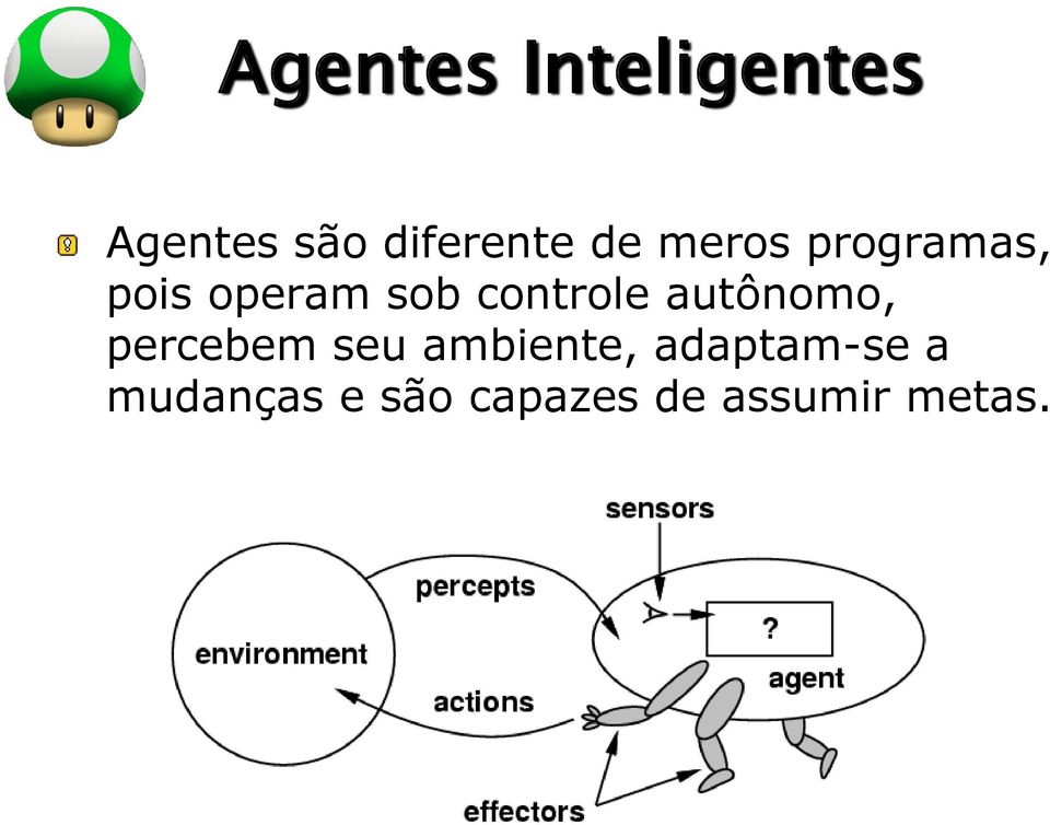 controle autônomo, percebem seu ambiente,