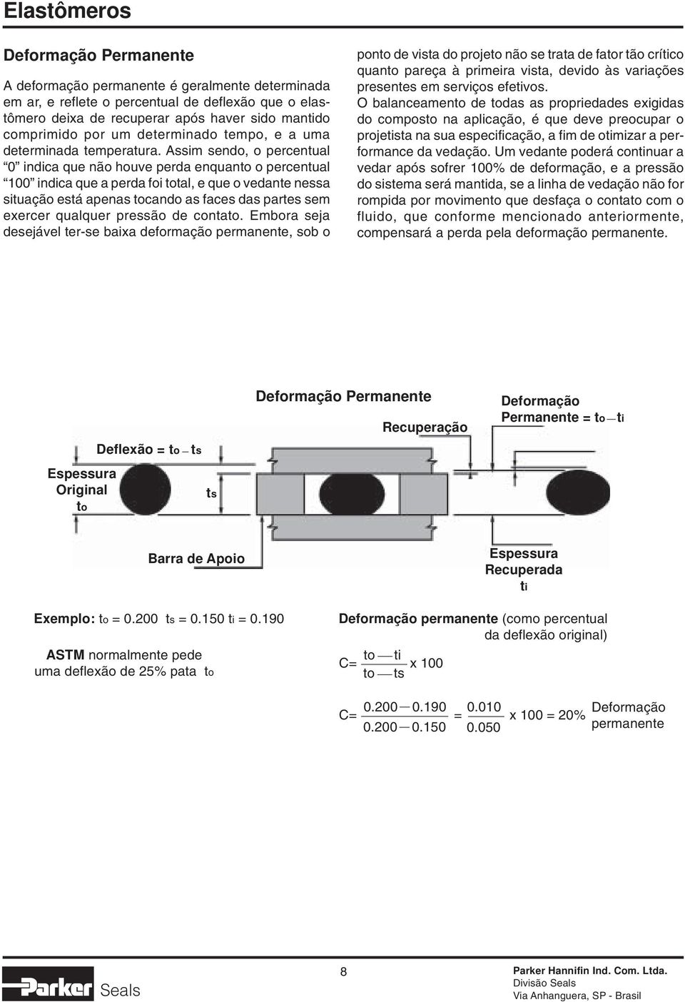 Assim sendo, o percentual 0 indica que não houve perda enquanto o percentual 100 indica que a perda foi total, e que o vedante nessa situação está apenas tocando as faces das partes sem exercer