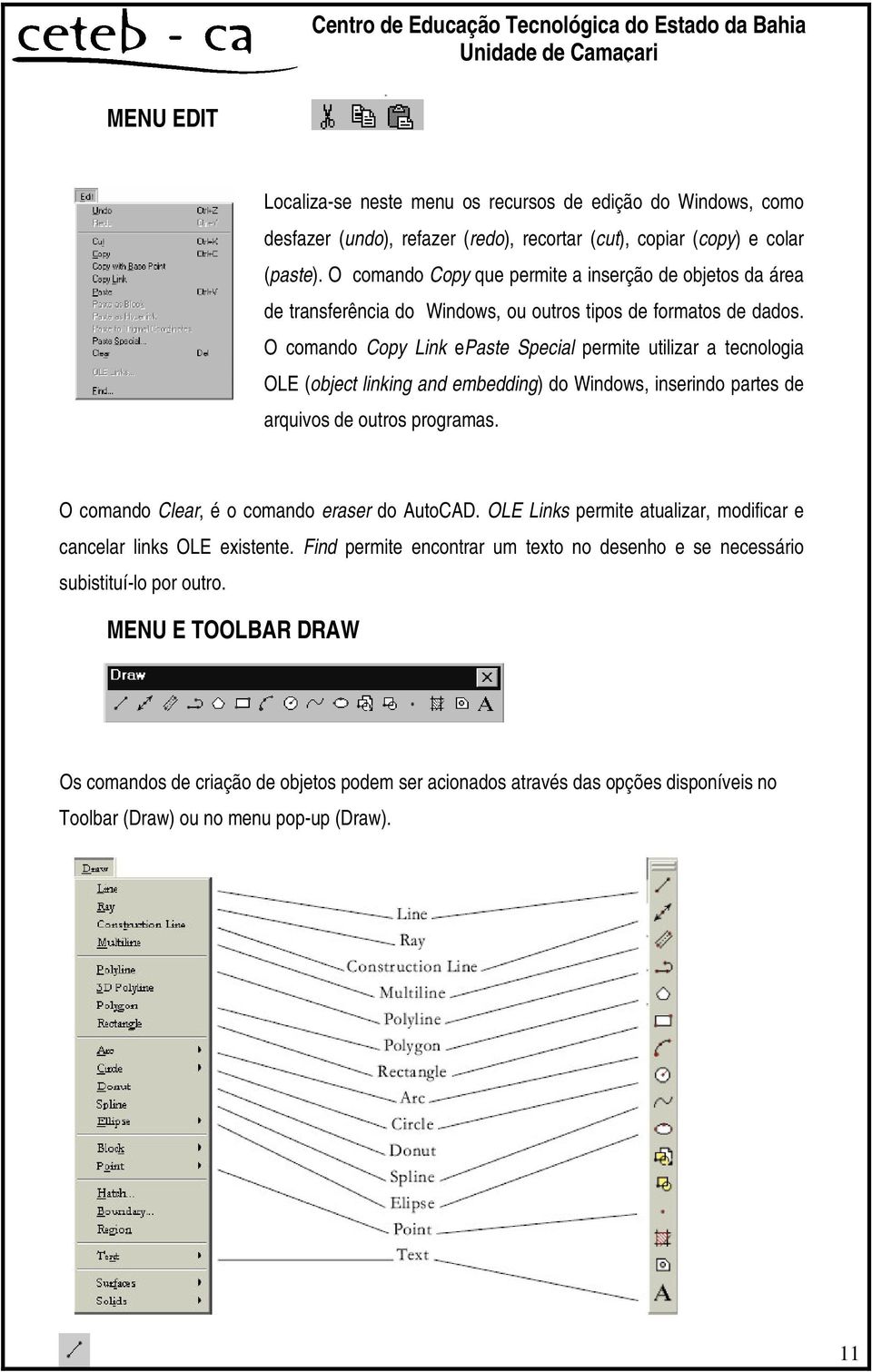 O comando Copy Link epaste Special permite utilizar a tecnologia OLE (object linking and embedding) do Windows, inserindo partes de arquivos de outros programas.