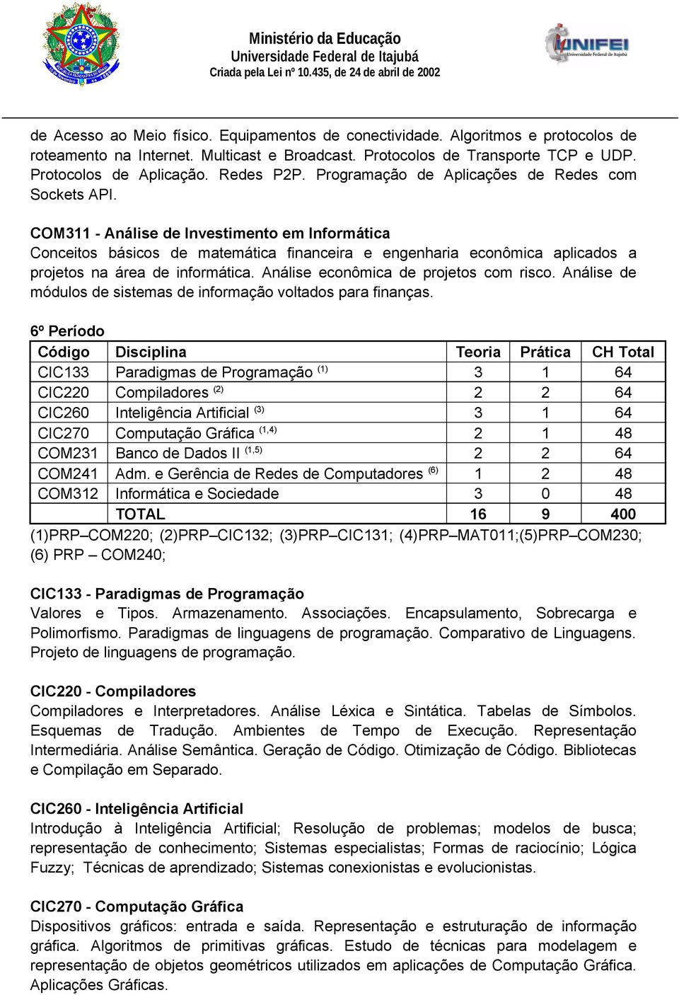 COM311 - Análise de Investimento em Informática Conceitos básicos de matemática financeira e engenharia econômica aplicados a projetos na área de informática. Análise econômica de projetos com risco.