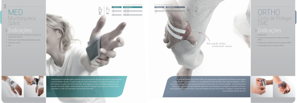 das articulações CMC-I A Munhequeira Push Med Splint permite que as articulações do pulso descansem sem restringir a funcionalidade da mão.