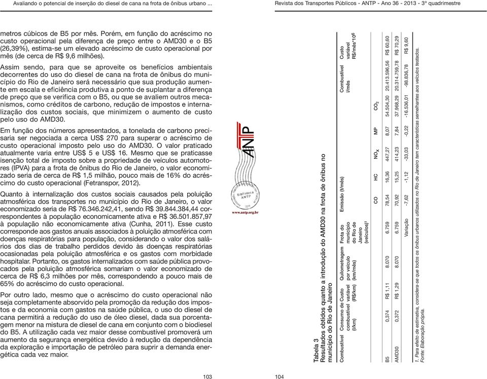 Assim sendo, para que se aproveite os benefícios ambientais decorrentes do uso do diesel de cana na frota de ônibus do município do Rio de Janeiro será necessário que sua produção aumente em escala e