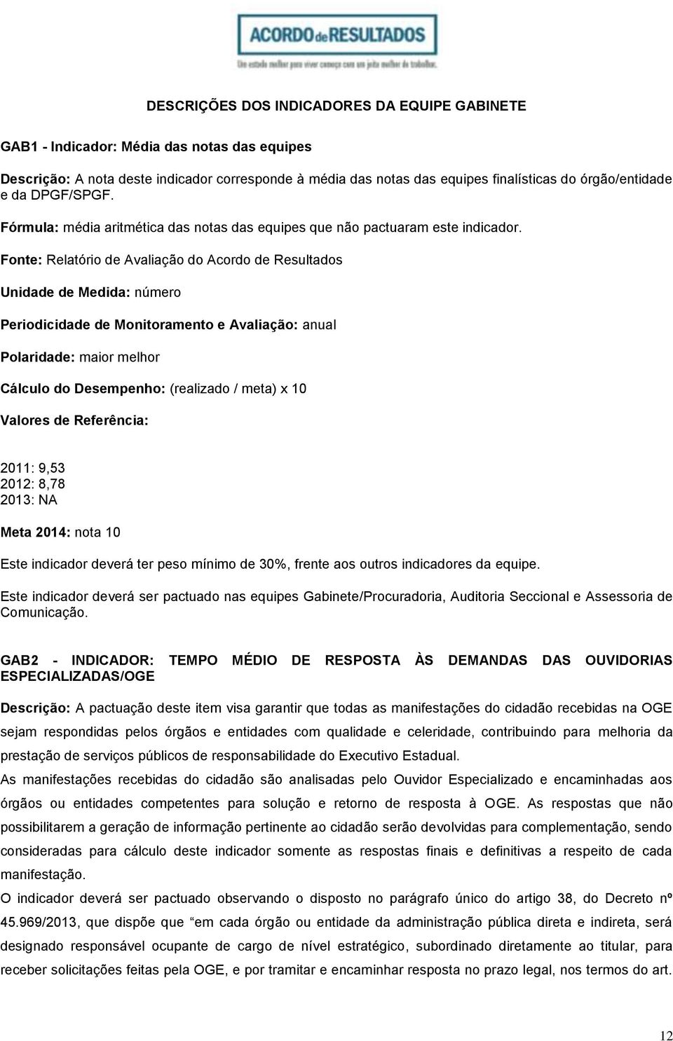 Fonte: Relatório de Avaliação do Acordo de Resultados Unidade de Medida: número Periodicidade de Monitoramento e Avaliação: anual Polaridade: maior melhor Cálculo do Desempenho: (realizado / meta) x