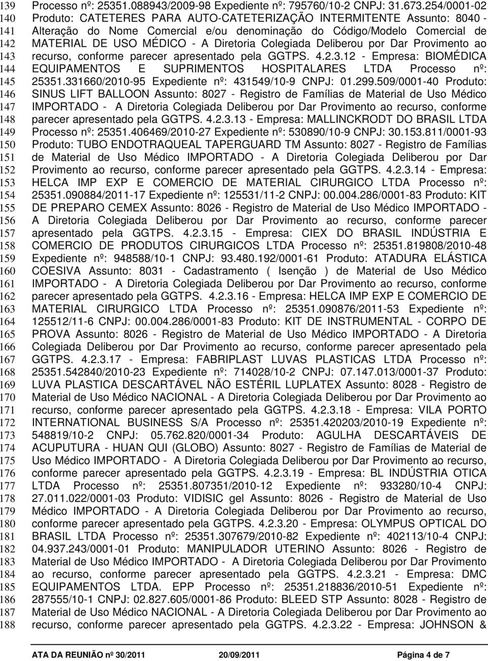 254/0001-02 Produto: CATETERES PARA AUTO-CATETERIZAÇÃO INTERMITENTE Assunto: 8040 - Alteração do Nome Comercial e/ou denominação do Código/Modelo Comercial de MATERIAL DE USO MÉDICO - A Diretoria