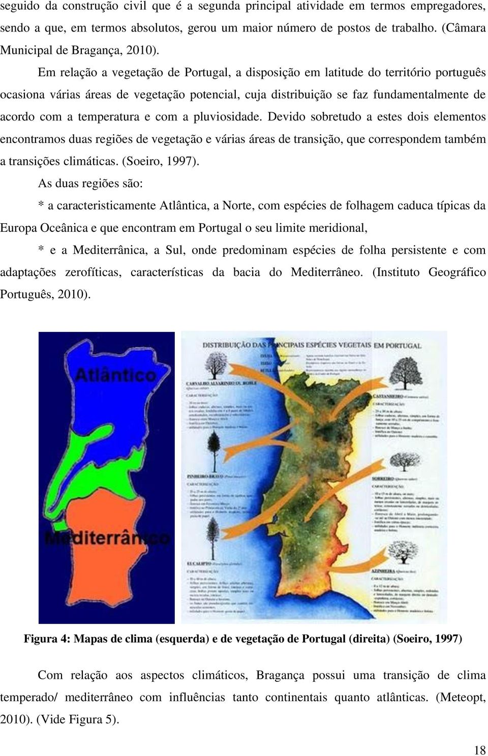 Em relação a vegetação de Portugal, a disposição em latitude do território português ocasiona várias áreas de vegetação potencial, cuja distribuição se faz fundamentalmente de acordo com a