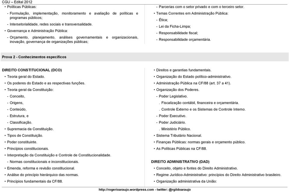 terceiro setor. Temas Correntes em Administração Pública: - Ética; - Lei da Ficha-Limpa; - Responsabilidade fiscal; - Responsabilidade orçamentária.