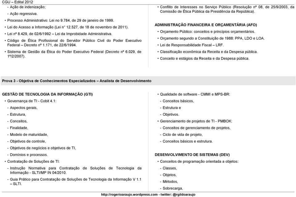 Sistema de Gestão da Ética do Poder Executivo Federal (Decreto nº 6.029, de 1º/2/2007).