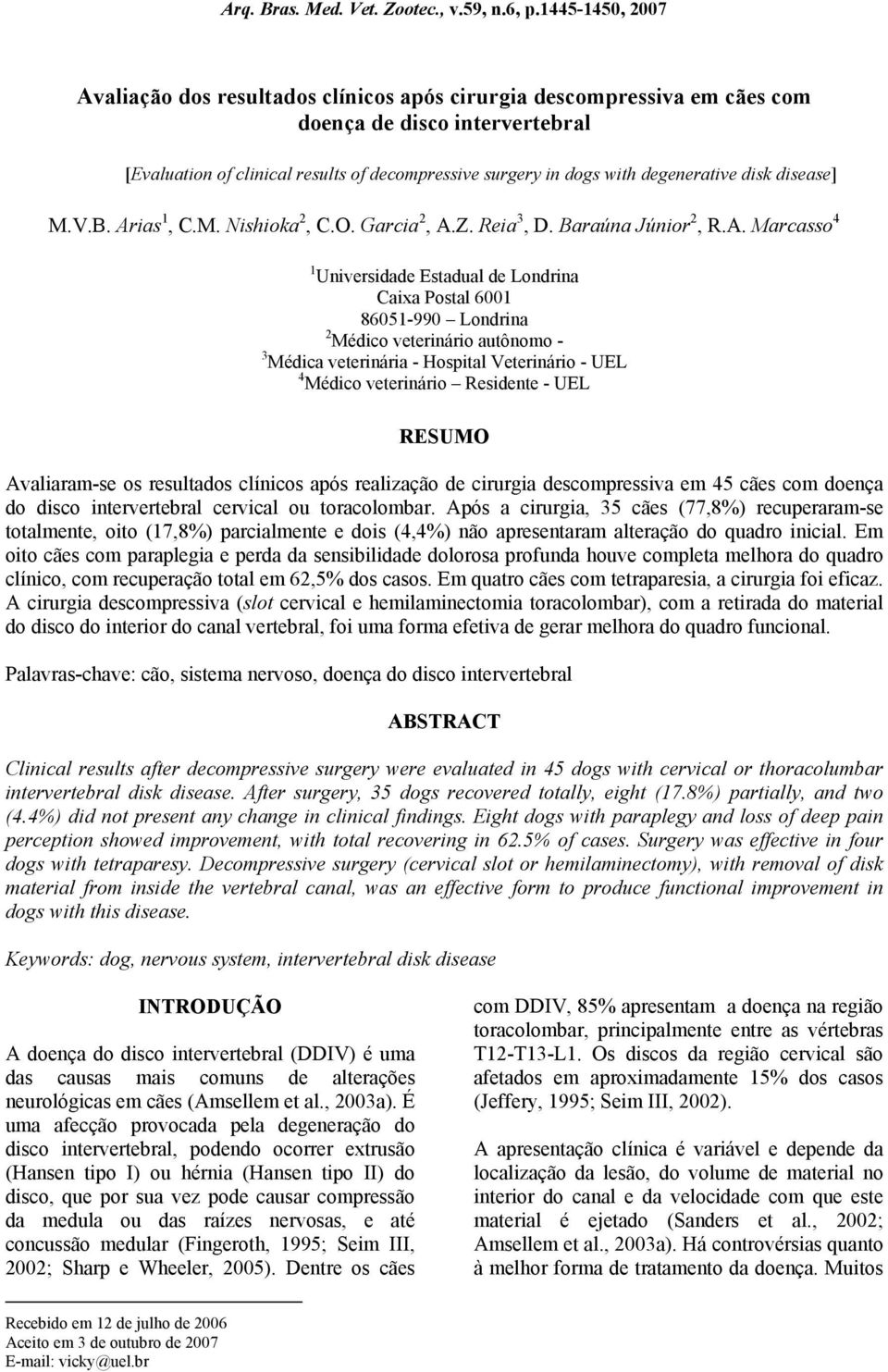 degenerative disk disease] M.V.B. Ar