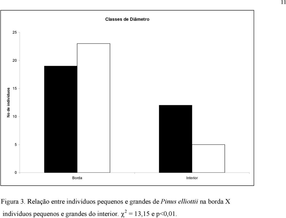 Relação entre indivíduos pequenos e grandes de Pinus