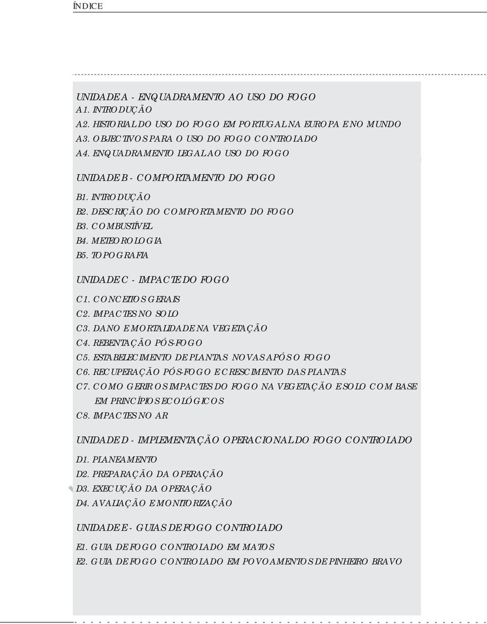 TOPOGRAFIA UNIDADE C - IMPACTE DO FOGO C1. CONCEITOS GERAIS C2. IMPACTES NO SOLO C3. DANO E MORTALIDADE NA VEGETAÇÃO C4. REBENTAÇÃO PÓS-FOGO C5. ESTABELECIMENTO DE PLANTAS NOVAS APÓS O FOGO C6.