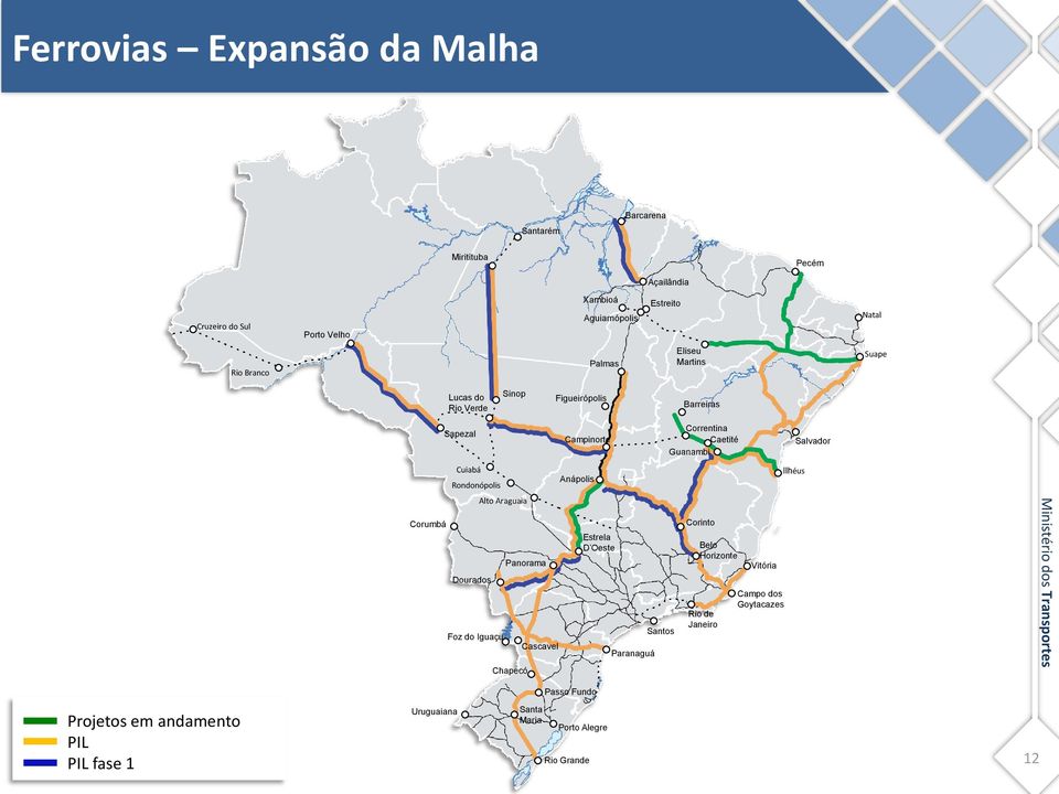 do Iguaçu Panorama Chapecó Cascavel Campinorte Anápolis Estrela D Oeste Paranaguá Santos Correntina Caetité Guanambi Corinto Belo Horizonte Rio de