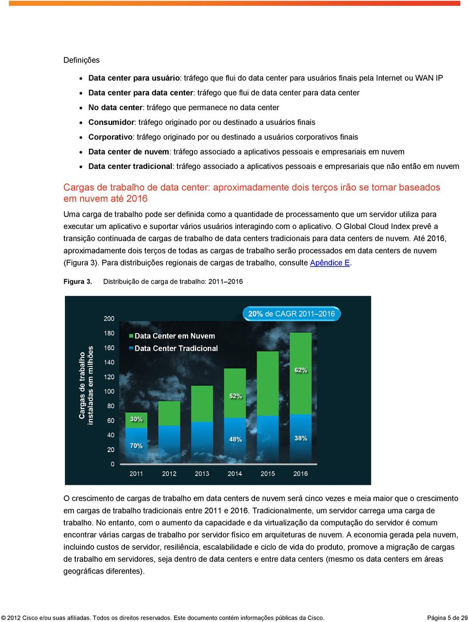 center de nuvem: tráfego associado a aplicativos pessoais e empresariais em nuvem Data center tradicional: tráfego associado a aplicativos pessoais e empresariais que não então em nuvem Cargas de