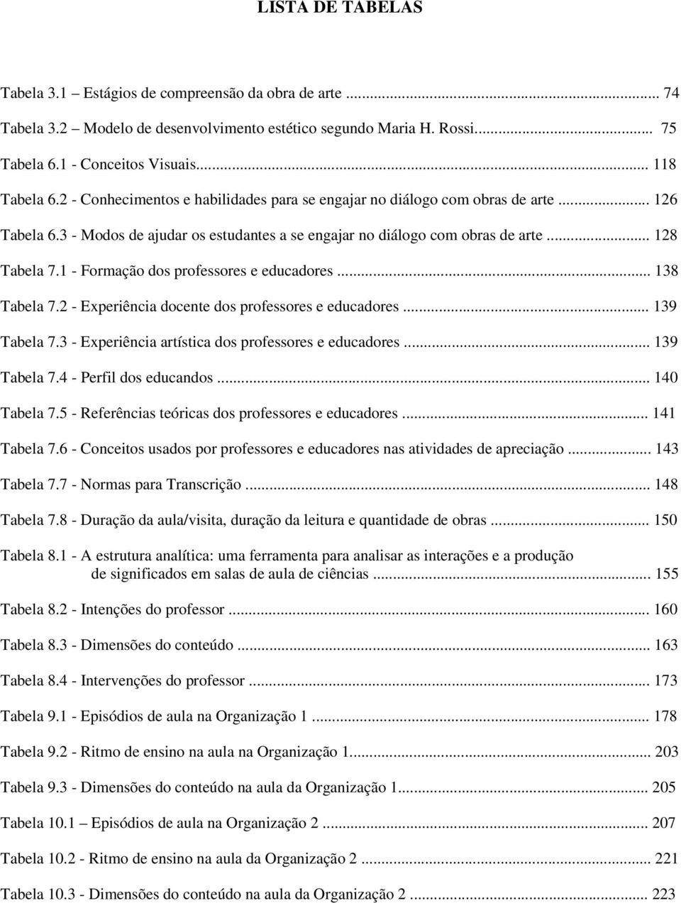 1 - Formação dos professores e educadores... 138 Tabela 7.2 - Experiência docente dos professores e educadores... 139 Tabela 7.3 - Experiência artística dos professores e educadores... 139 Tabela 7.4 - Perfil dos educandos.