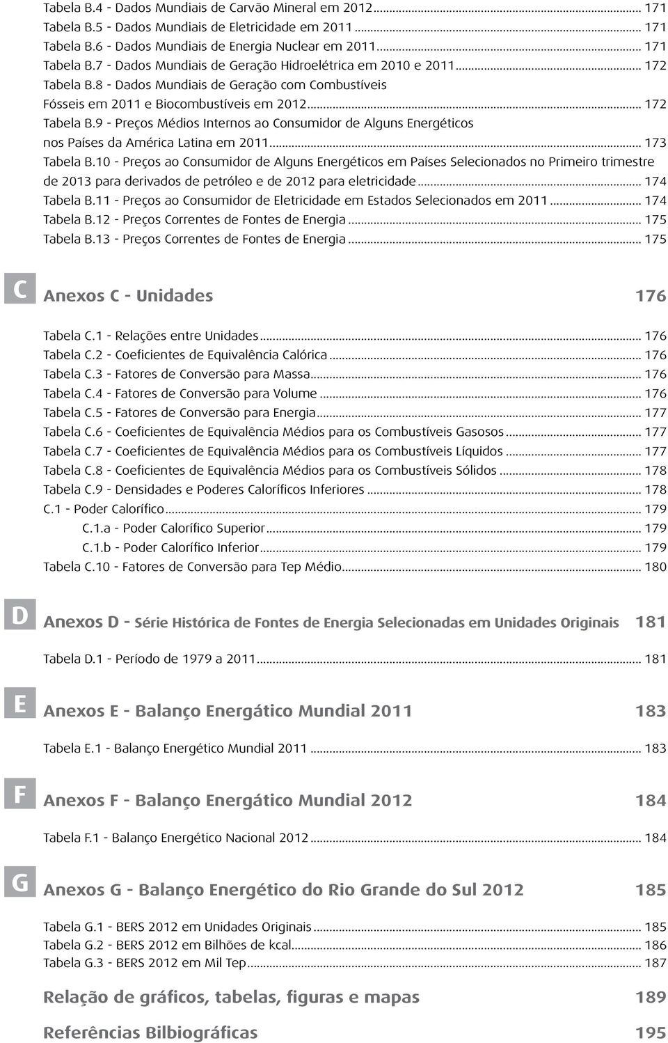 .. 173 Tabela B.10 - Preços ao Consumidor de Alguns Energéticos em Países Selecionados no Primeiro trimestre de 2013 para derivados de petróleo e de 2012 para eletricidade... 174 Tabela B.