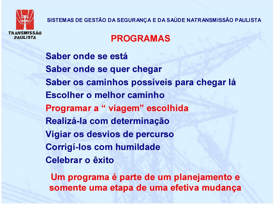 com determinação Vigiar os desvios de percurso Corrigí-los com humildade Celebrar o