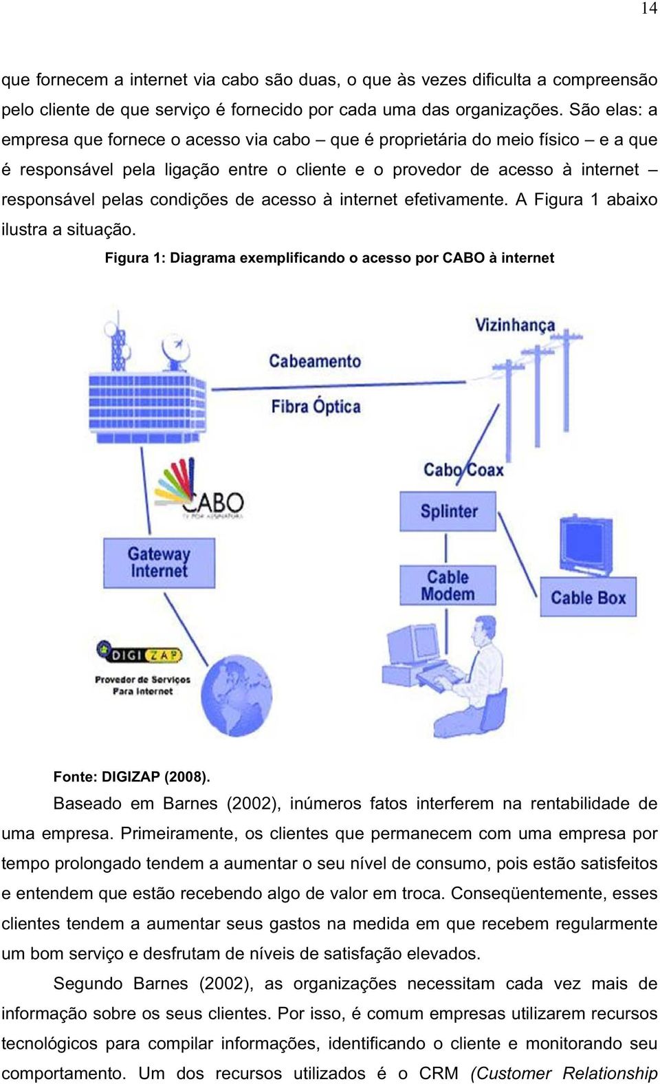 acesso à internet efetivamente. A Figura 1 abaixo ilustra a situação. Figura 1: Diagrama exemplificando o acesso por CABO à internet Fonte: DIGIZAP (2008).