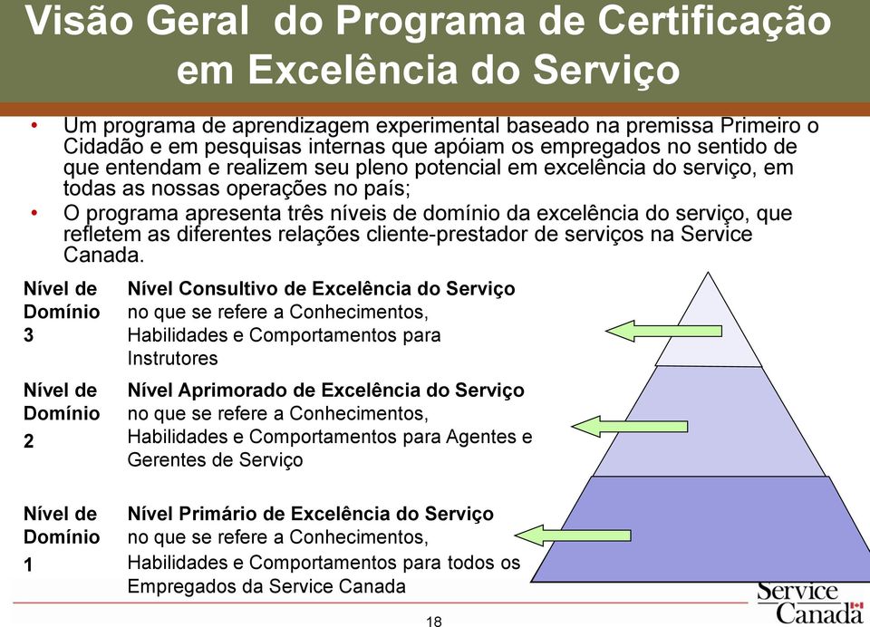 refletem as diferentes relações cliente-prestador de serviços na Service Canada.