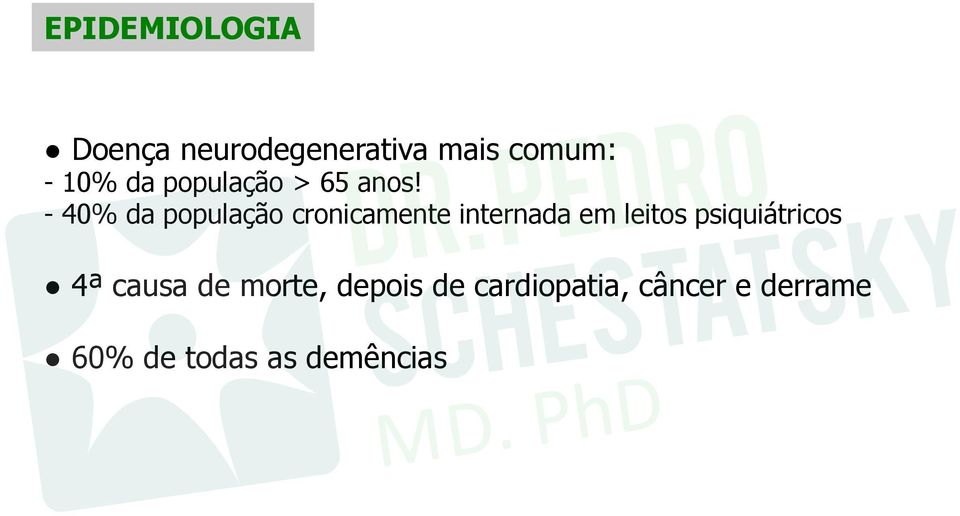 - 40% da população cronicamente internada em leitos