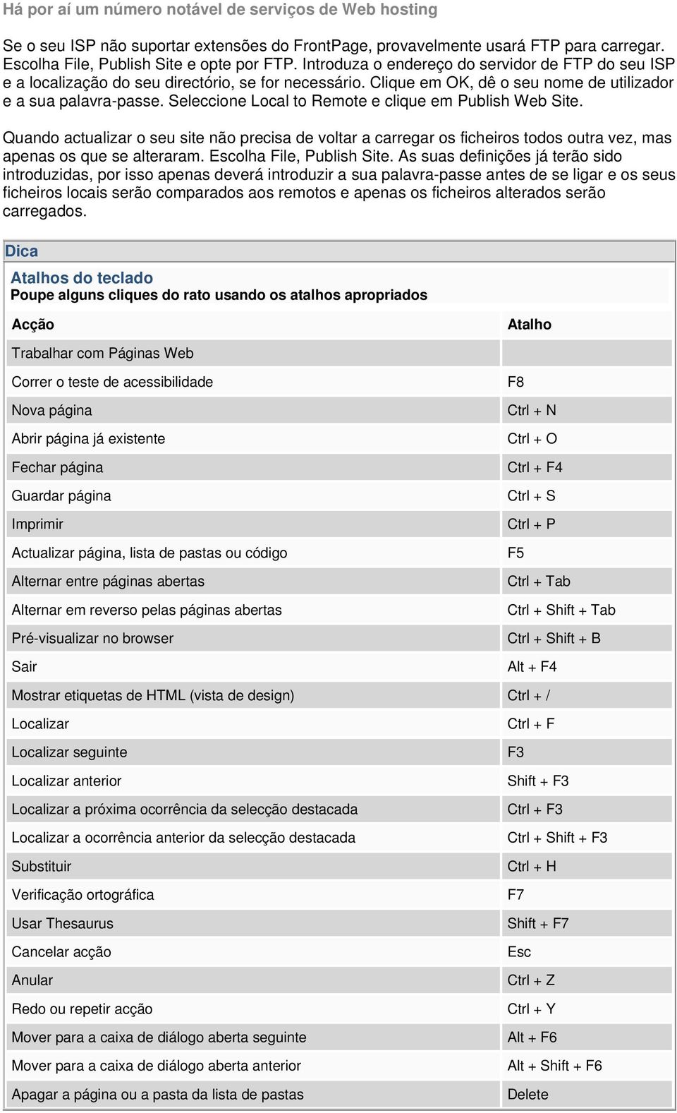 Seleccione Local to Remote e clique em Publish Web Site. Quando actualizar o seu site não precisa de voltar a carregar os ficheiros todos outra vez, mas apenas os que se alteraram.