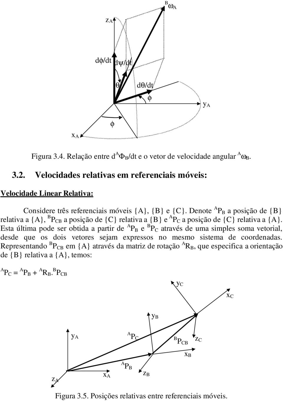 Denote A P B a posição de {B} relativa a {A}, B P CB a posição de {C} relativa a {B} e A P C a posição de {C} relativa a {A}.