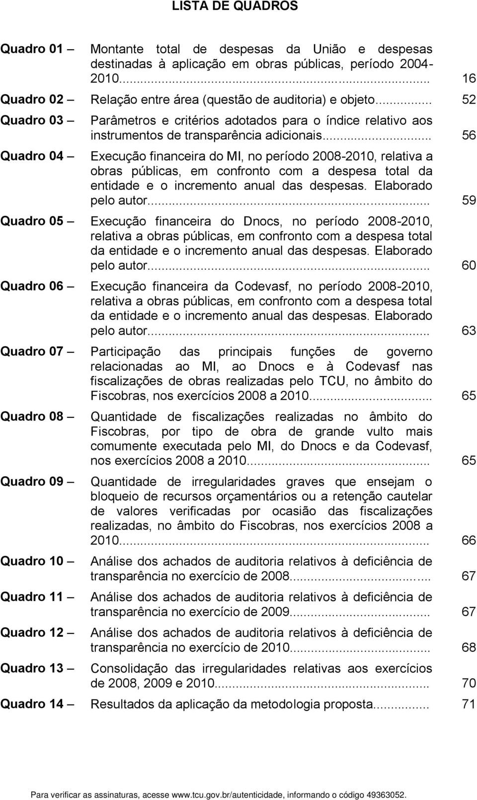 .. 56 Execução financeira do MI, no período 2008-2010, relativa a obras públicas, em confronto com a despesa total da entidade e o incremento anual das despesas. Elaborado pelo autor.