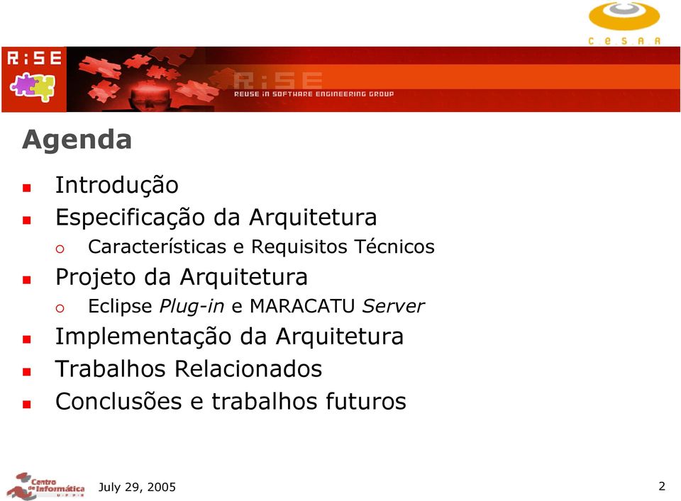 Arquitetura Eclipse Plug-in e MARACATU Server Implementação