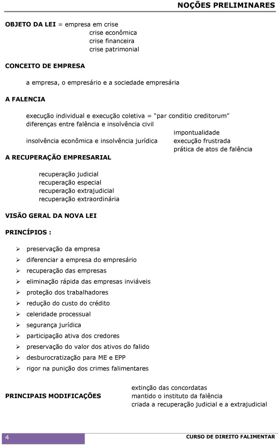 de falência A RECUPERAÇÃO EMPRESARIAL recuperação judicial recuperação especial recuperação extrajudicial recuperação extraordinária VISÃO GERAL DA NOVA LEI PRINCÍPIOS : preservação da empresa