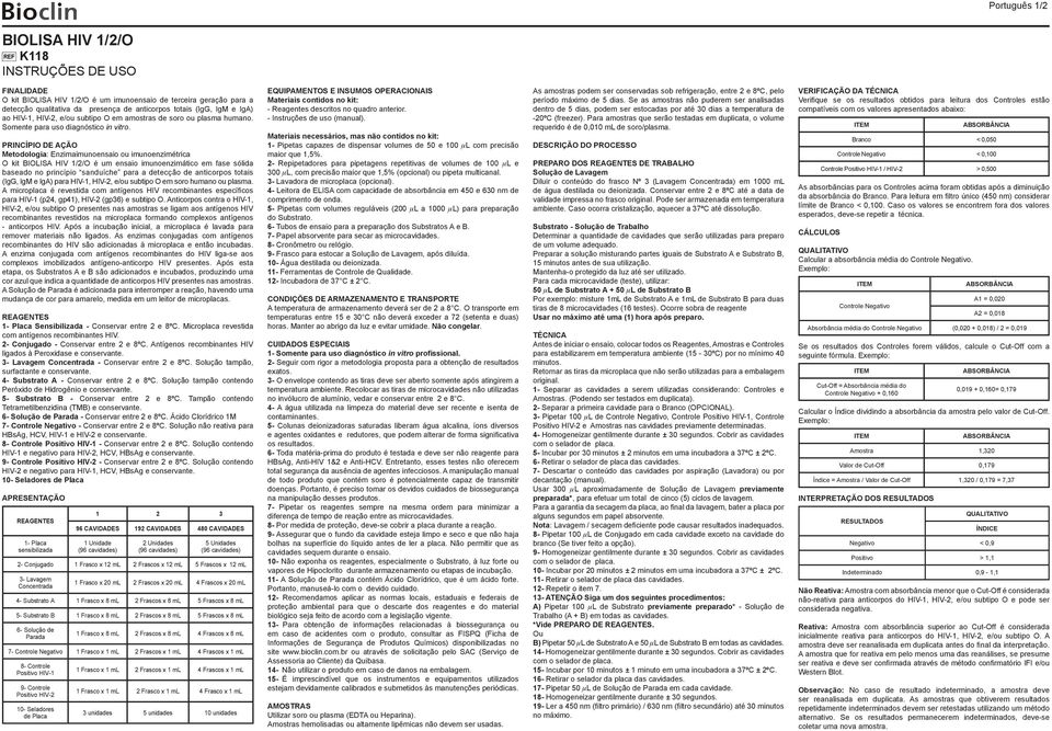 PRINCÍPIO DE AÇÃO Metodologia: Enzimaimunoensaio ou imunoenzimétrica O kit BIOLISA HIV 1/2/O é um ensaio imunoenzimático em fase sólida baseado no princípio sanduíche para a detecção de anticorpos