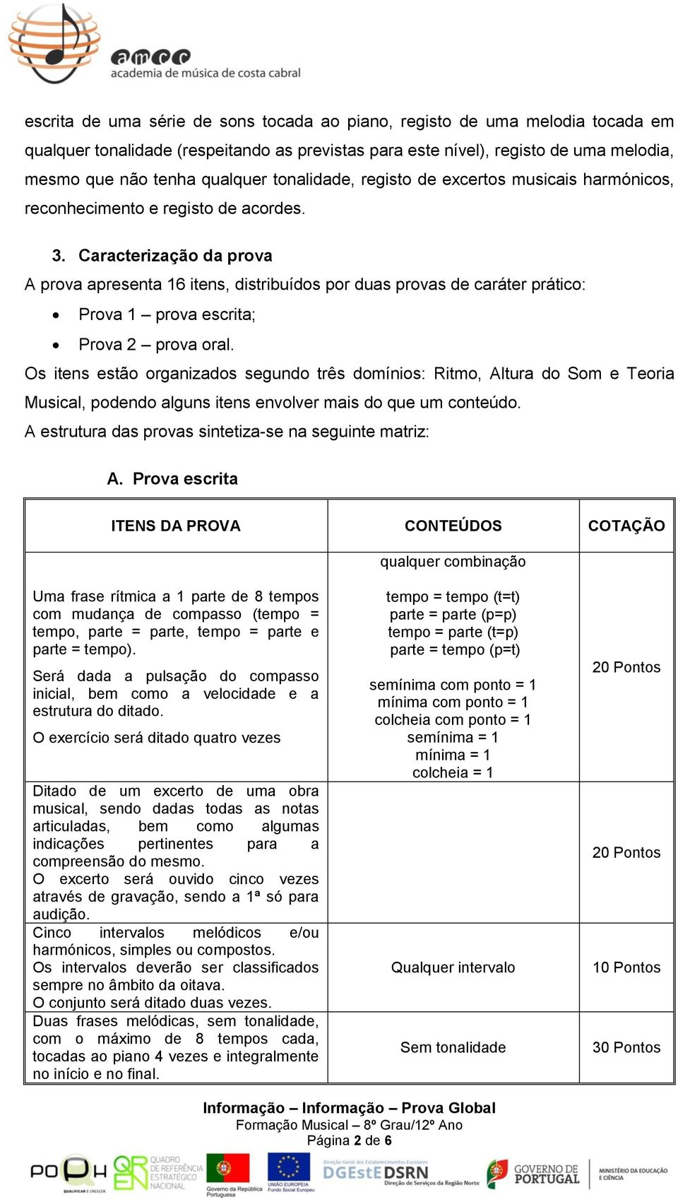 Caracterização da prova A prova apresenta 16 itens, distribuídos por duas provas de caráter prático: Prova 1 prova escrita; Prova 2 prova oral.